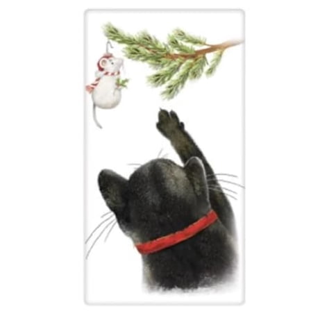 Mary Lake-Thompson BT1744 Black Cat Holiday Flour Sack Towel 30 Inches