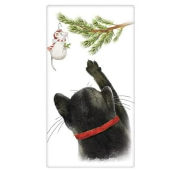 Mary Lake-Thompson BT1744 Black Cat Holiday Flour Sack Towel 30 Inches