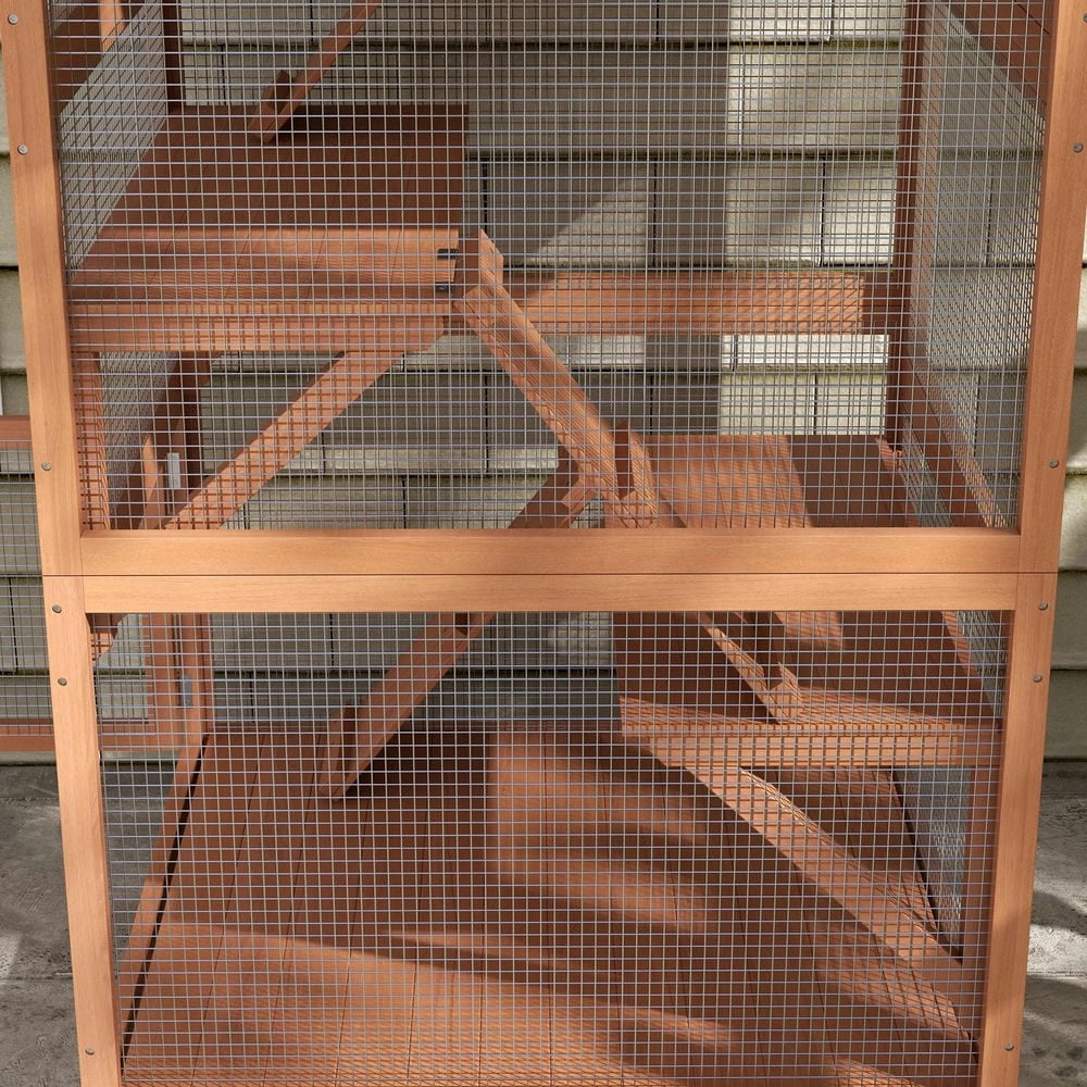 Spaco Cage, Outdoor Cat Enclosure House on Wheels with Hammock, Orange