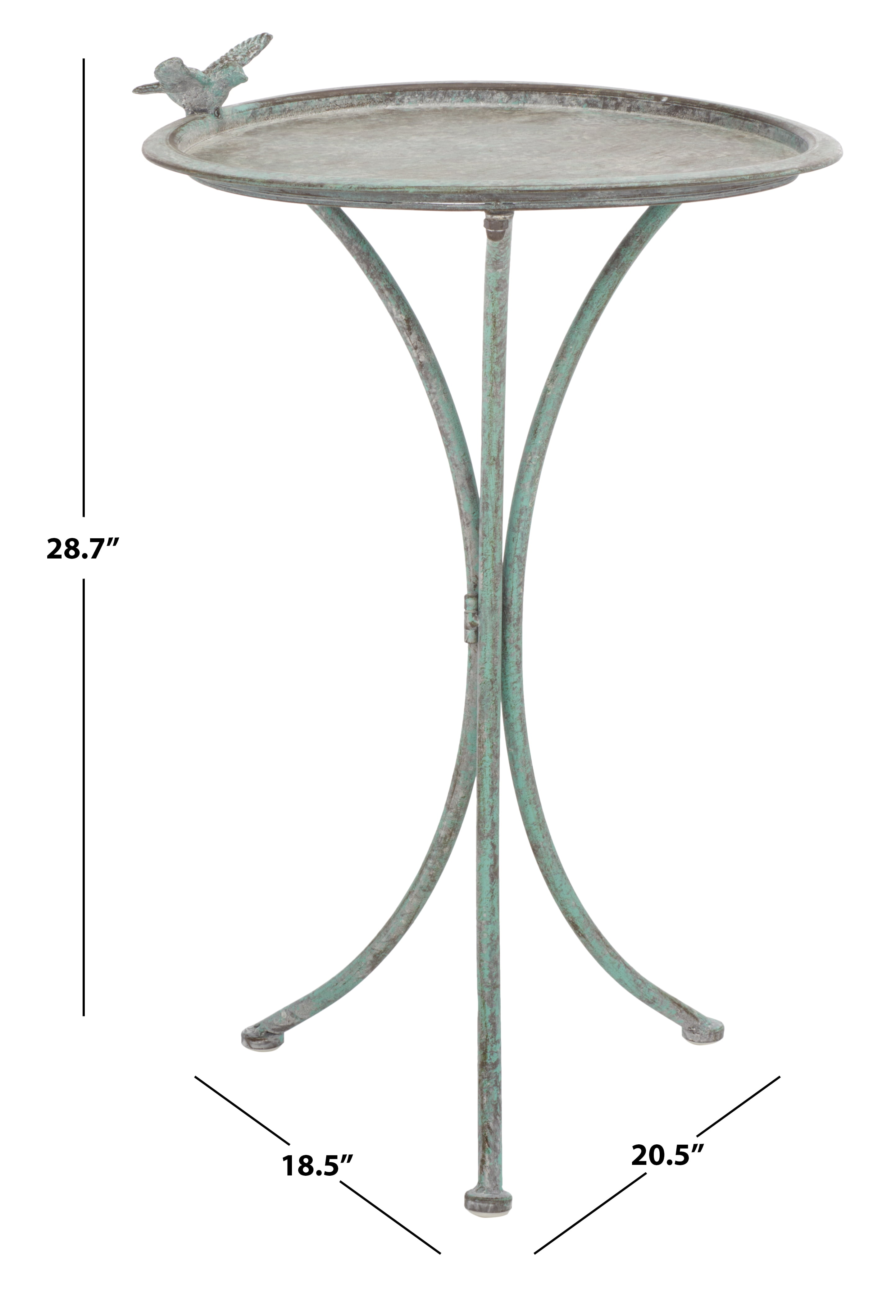 SAFAVIEH Kensi Solid Rustic Outdoor Patio Bird Bath, Antique Green