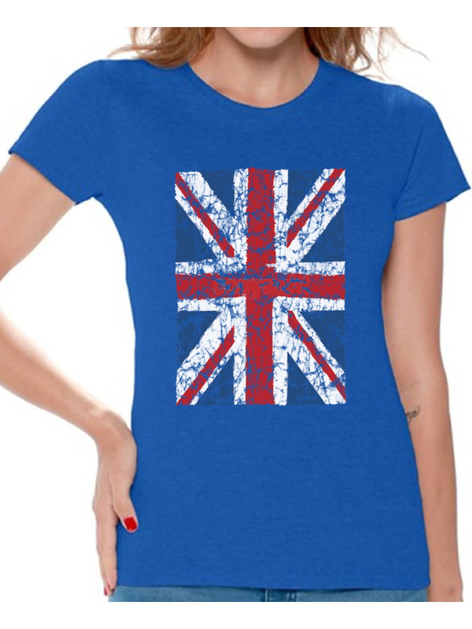 Women's Union Jack British Flag UK Patriotic T-Shirt for Women ...