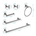 thumbnail image 3 of 6 Pcs Bathroom Hardware Set,Stainless Steel Round Wall Mounted Includes Hand Towel Bar,Toilet Paper Holder,Robe Towel Hooks,Bathroom Accessories Kit,Silver, 3 of 7