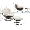 thumbnail image 6 of Guyou Swivel Accent Chair with Ottoman Set, Faux Fur Lounge Chair with Footrest, 360 Degree Swiveling Single Sofa Chair, Fluffy Reading Chair Armchair for Living Room Bedroom, White, 6 of 10