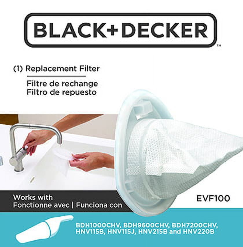 Black & Decker Filters for Lithium Hand Vac EVF100 Fits BDH1000CHV 7200 Lot  of 3