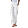 thumbnail image 6 of BRDFRL Cargo Pants for Women High Waisted Casual Pants Work Pants Baggy Stretchy Wide Leg Y2K Streetwear with Pockets White XL, 6 of 7