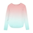 thumbnail image 2 of UQJfacai Girls Long Sleeve Shirts Kids Gradient Graphic Crewneck Tops Fall Curve Hem Side Slit Casual Cute Blouses Tee 3-12 Years, 2 of 7