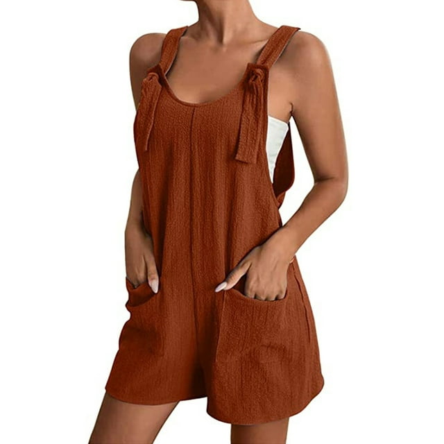 XIAXAIXU Combishort Décontracté Sans Manches pour Femmes, Couleur Unie, Taille : 2TG