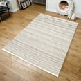 thumbnail image 1 of 2' x 3' Eco Beige And White Stripes Hand Woven Stone Rug, 1 of 1