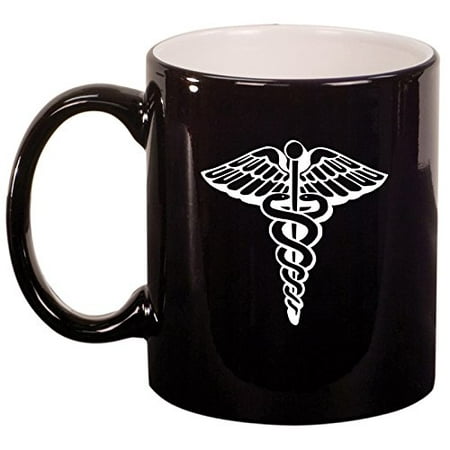 - Ceramic Coffee Tea Mug Cup Medical Symbol Caduceus (Black)