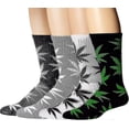 thumbnail image 1 of 4 Pairs Athletic Sports High Crew Socks For Men Women Marijuana Weed Leaf Cotton Sock, 1 of 3