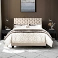 thumbnail image 4 of Rosevera Corrine Upholstered Bed Frame with Button Tufting Headboard/Adjustable Headboard/Rolled Head Headboard Bed Frame/Wood Slat Support/Easy Assembly,Queen,Warm Beige, 4 of 9