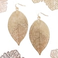 thumbnail image 7 of Humble Chic Big Filigree Leaf Earrings - Lightweight Oversized Drop Dangles, Gold, 7 of 7