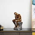 thumbnail image 4 of Modern The Thinker Sitting Man Statue Figurine Resin Sculpture Office Study Room Bookshelf Desktop Decoration - Golden, 4 of 9