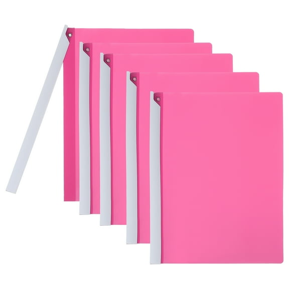Uxcell 5 Pcs Non-punching Report Covers with Swing Clip, Plastic Presentation Folders for Office, Rose Red