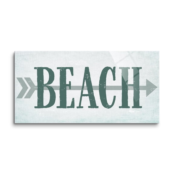 Beach Aqua Green Arrow 16 x 8 Glass Wall Hanging Sign