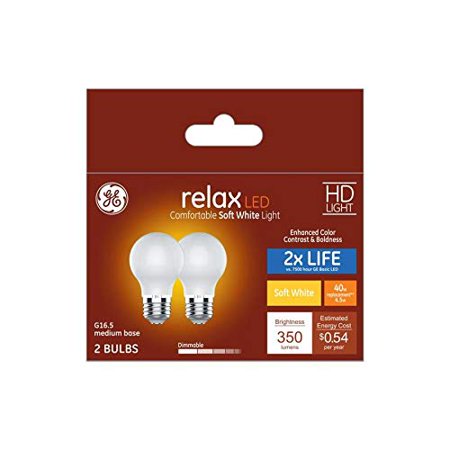 

GE Relax 2-Pack 40 W Equivalent Dimmable Soft White G16.5 LED Light Fixture Light Bulbs Medium Base