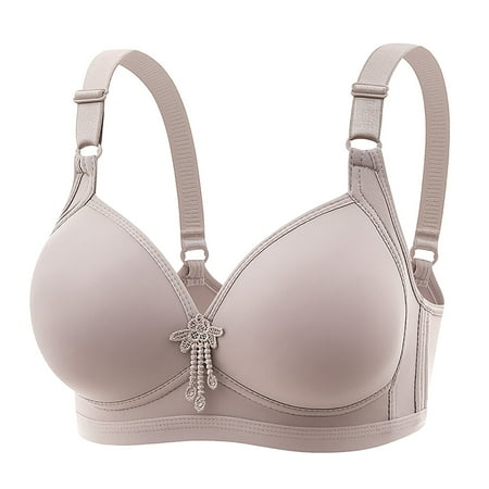 YEJIMAN Women Sexy Lace Back Button Shaping Cup Adjustable Shoulder Strap Large Size Bra  Gray Bikini Underwear For Women  Nylon Spandex Sexy Underwear For Women