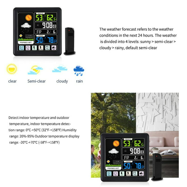 LIORQUE Weather Station Wireless Indoor Outdoor, Digital Weather Thermometer,  Temperature, Air Pressure, Humidity Monitor, Weather Forecast with LCD  Backlight, Alarm Clock with Outdoor Sensor - Yahoo Shopping