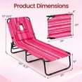 thumbnail image 3 of Costway Chaise Longue de Plage avec Ouverture pour le Visage, Coussins et Dossier Réglable à 4 Positions, Rayures Roses, 3 of 9