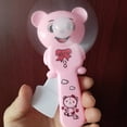 thumbnail image 3 of Ventilador de mano de plástico con diseño de oso de dibujos animados, mini ventilador manual seguro para habitación, ejercicio, viajes, color rosa, 3 of 3