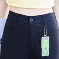 thumbnail image 4 of Women's High-Waisted Straight Leg Pants in Dark Blue, Loose Fit, Casual Wide Leg Trousers for Spring and Summer, 4 of 9