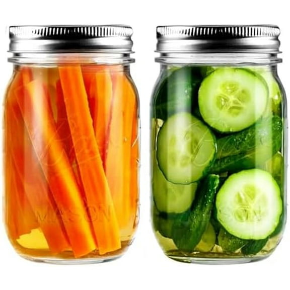 Mason Jars,16oz Regular Mouth Airtight Glass Jars with Leak-Proof Lids for Canning, Food Storage, Smoothies, Coffee & Crafts (2 Pack)