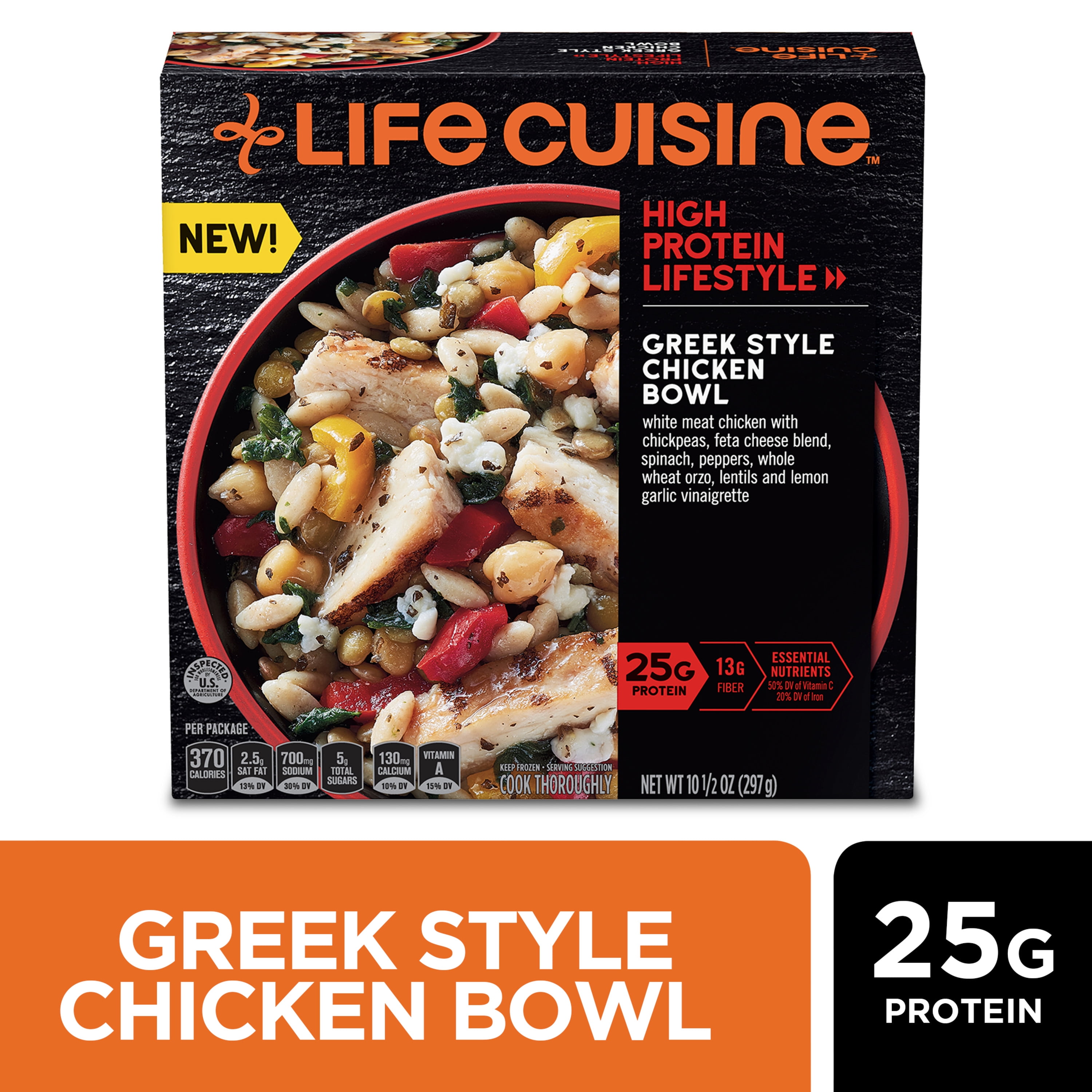 Life Cuisine Greek Style Chicken Bowl Frozen Meal 10.5 oz ...