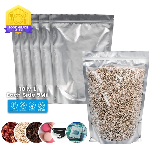 LAMIRO 1 Gallon 30Pcs Smell Proof Bags with Clear Window,10"x14" Resealable Mylar Bags for Food Storage,Leak Proof Ziplock Stand Up Weed Bags Small Jewelry Bags