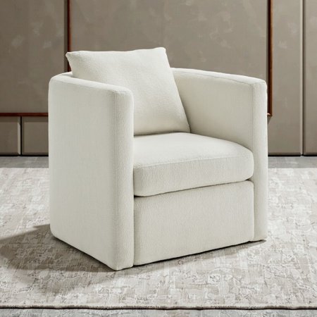 Sensational Swivel Barrel Accent Chair with Reversible Cushions & Pet-Friendly Performance Fabric