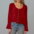 thumbnail image 2 of aidice Shirts for Women Casual Round Neck Long Sleeve Drawstring Button up Fitting Trendy Crop Tops, 2 of 6