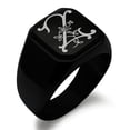 thumbnail image 1 of Stainless Steel Letter Z Initial Floral Monogram Engraved Engraved Square Flat Top Biker Style Polished Signet Ring, 1 of 1