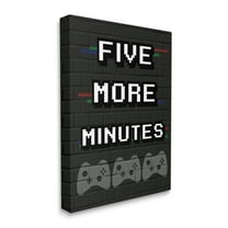 Stupell Industries Five More Minutes Video Game Phrase Retro Bricks Inspirational Painting Gallery Wrapped Canvas Art Print Wall Art, 24 x 30