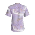 thumbnail image 6 of Zufioo Lavender Glitter Foil Stripes Print Women's Classic V-neck T-shirt, V-neck Short-sleeved Tops Home Wear, Suitable for Daily Life, Work, Outdoors-Large, 6 of 8