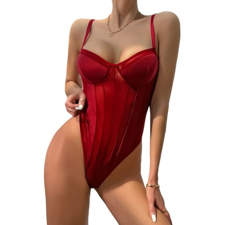 

Biekopu Women Camisole Bodysuits Jumpsuits Summer See-through Mesh Sleeveless Romper Streetwear