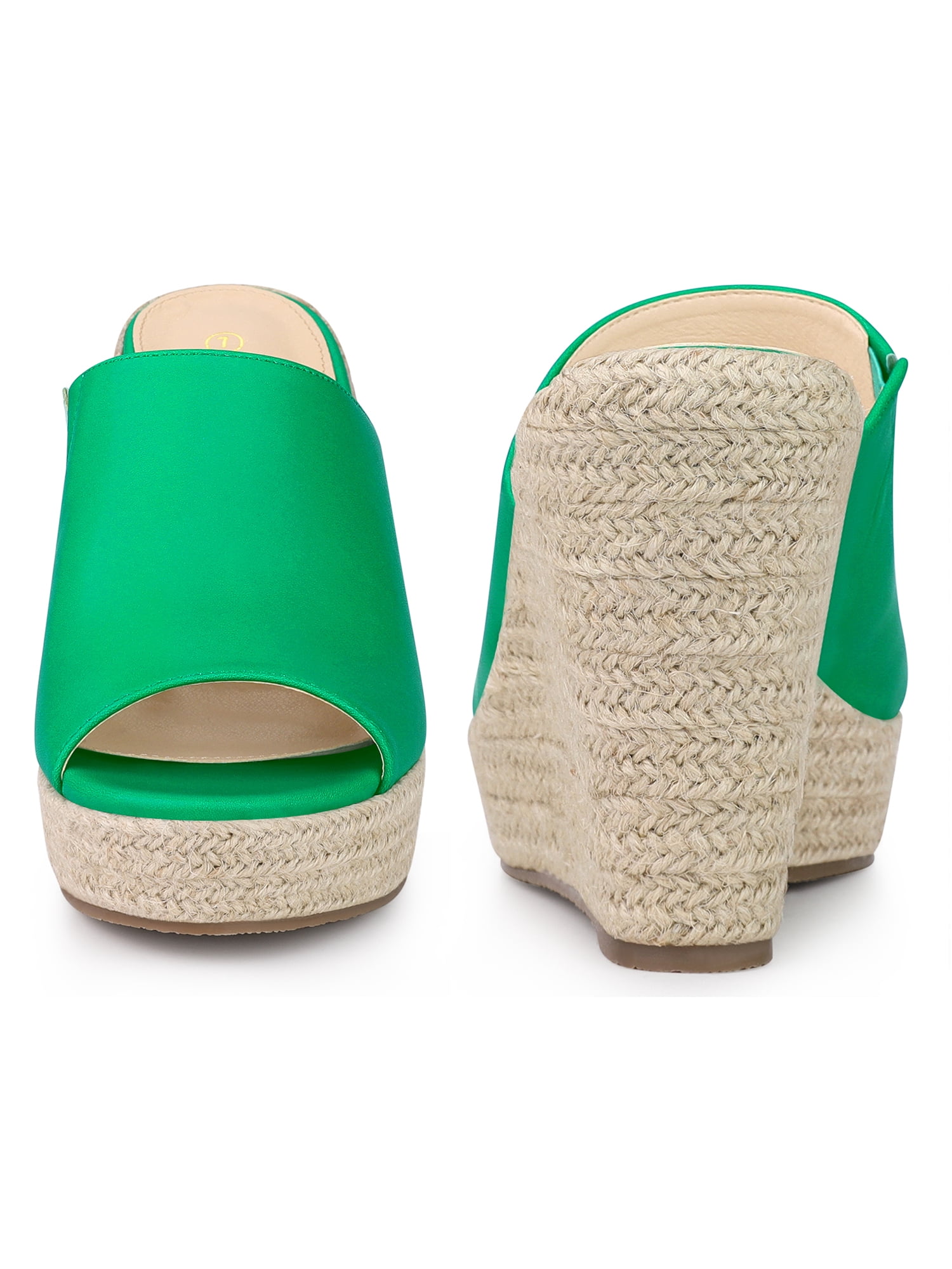 DARING DIVA Women's Open Toe Espadrille Wedge Heel Platform Slide Sandal Grass Green 7