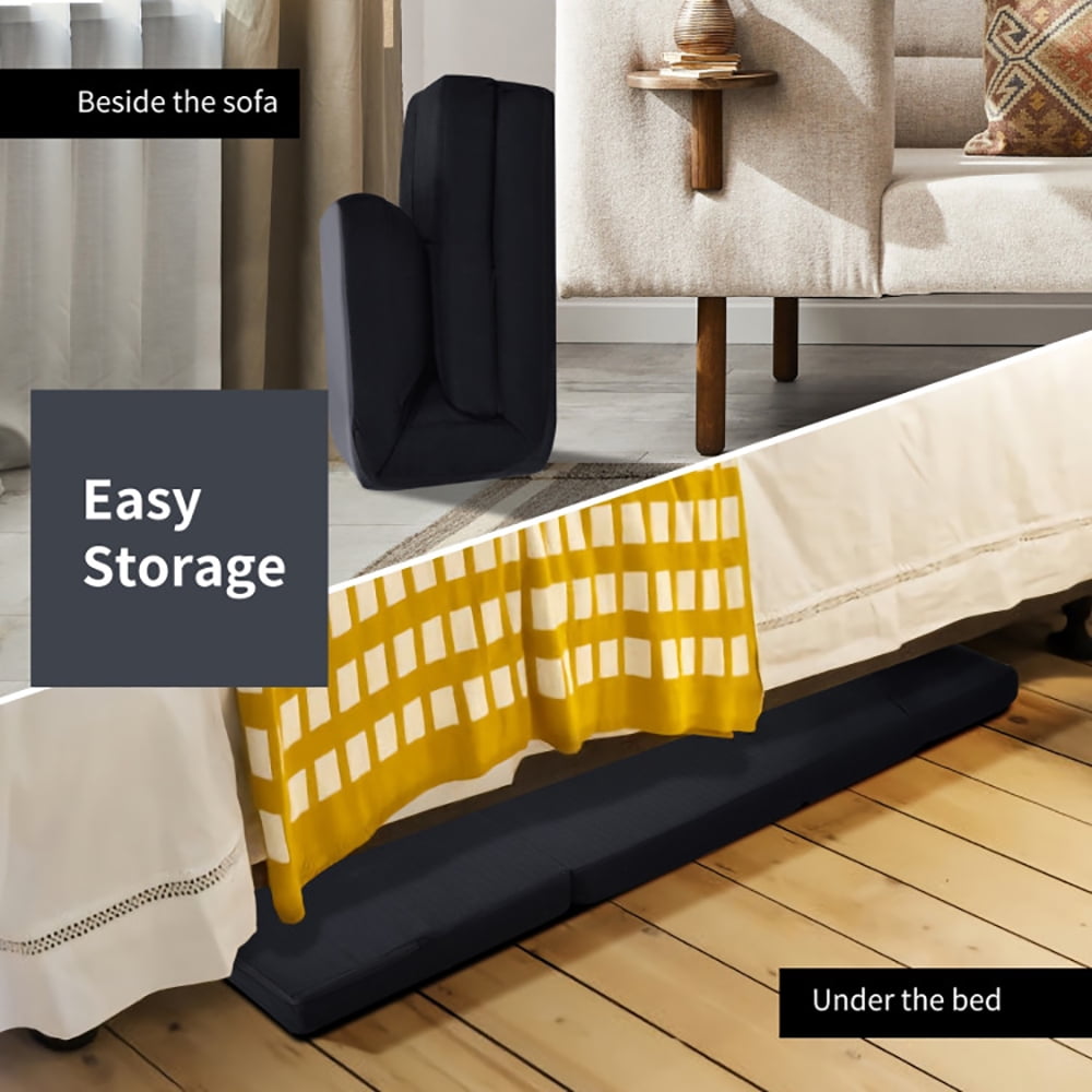 Finihen Folding Sleeper Couch, Fold Down Flip Convertible Sleeper Couch with Pillow, Foldable Mattress for Living Room, Dorm, Home, Office, Apartment, Black Finihen Folding Sleeper Couch, Fold Down Flip Convertible Sleeper Couch with Pillow, Foldable Mattress for Living Room, Dorm, Home, Office, Apartment, Black
