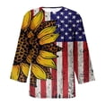 thumbnail image 5 of SELONE 3/4 Sleeve Tops for Women Plus Size Three-Quarter Sleeve Tops Blouses Regular Fit T Shirts Pullover Tees Tops Usa Flag Print T-Shirts Crew Neck Tops Casual Blouses Button Down T Shirts Yellow M, 5 of 5