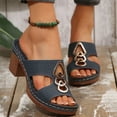 thumbnail image 3 of THDHVS Sandals for Women 2025,Women Sandals,Women's Fashion Casual Summer Style Solid Color Fish Mouth Wedge Heel Thick Bottom Slippers Blue 7, 3 of 6