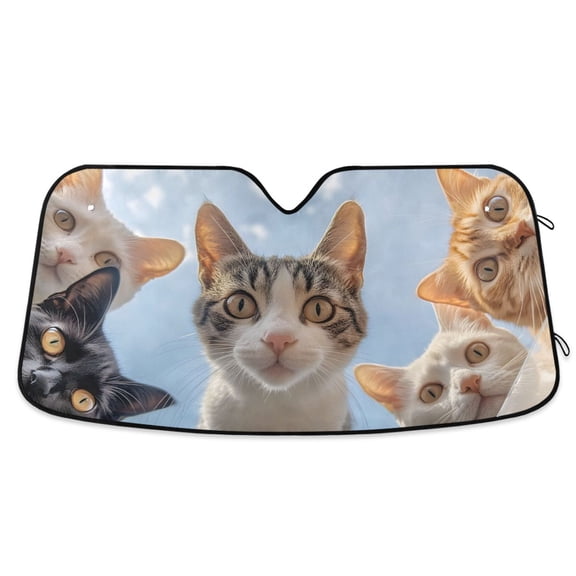 ALAZA Funny Cats Pattern Car Windshield Sun Shade Foldable UV Ray Sunshade Visor Protector 55 x 27.6in