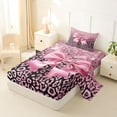thumbnail image 2 of Erosebridal Kawaii Ribbon Bow Twin Sheet Sets 3pcs For Girls,Leopard Print Glitter Print Bedding For Teens, 2 of 5