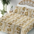 thumbnail image 3 of Ambesonne Flowers Boho Fitted & Flat Sheet with Shams 4 Pcs Set, Oriental Floral Design, King, Pale Tan Dark Yellow, 3 of 5