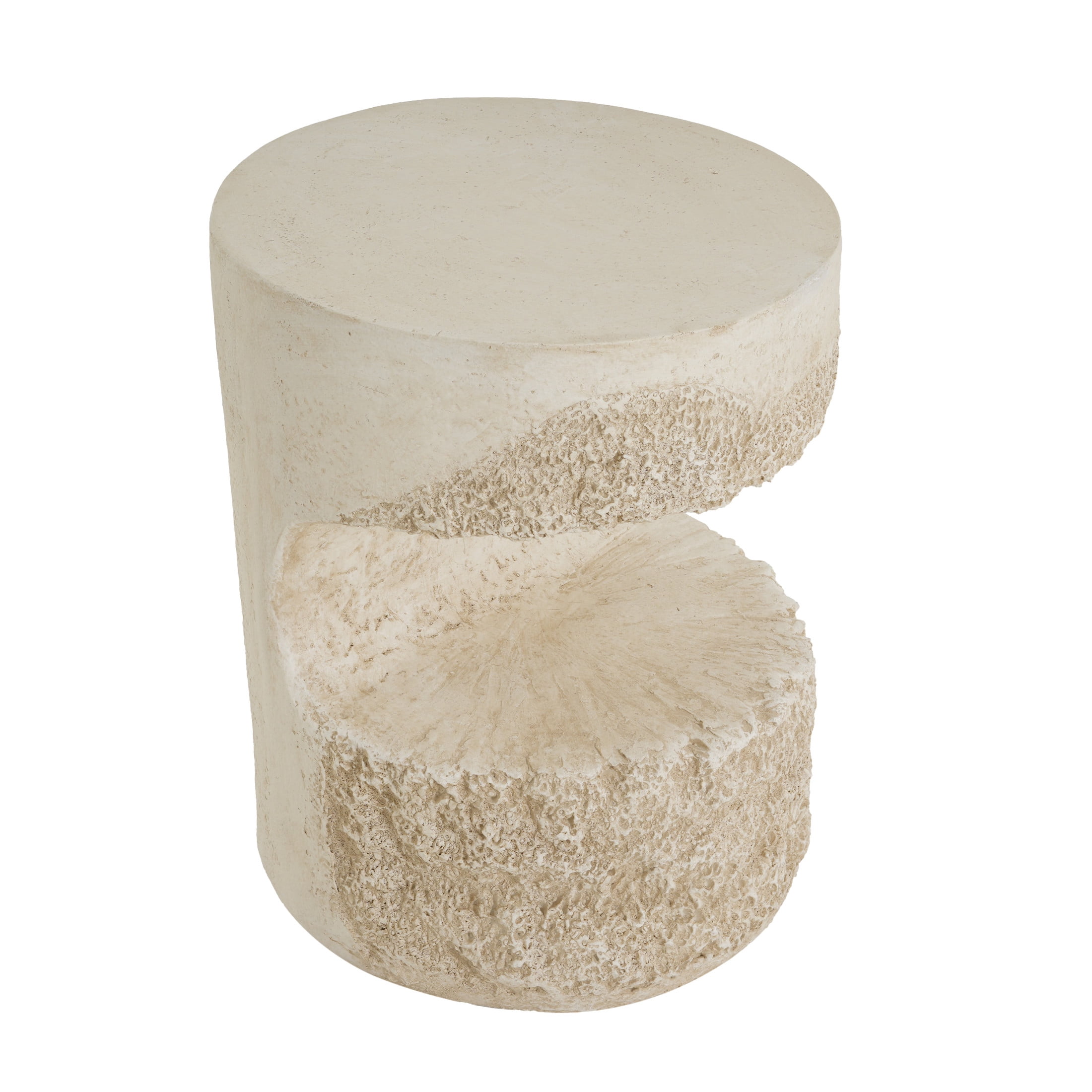 Christopher Knight Home Outdoor Round MGO Accent Side Table, Travertine-Look Coastal Design, Beige