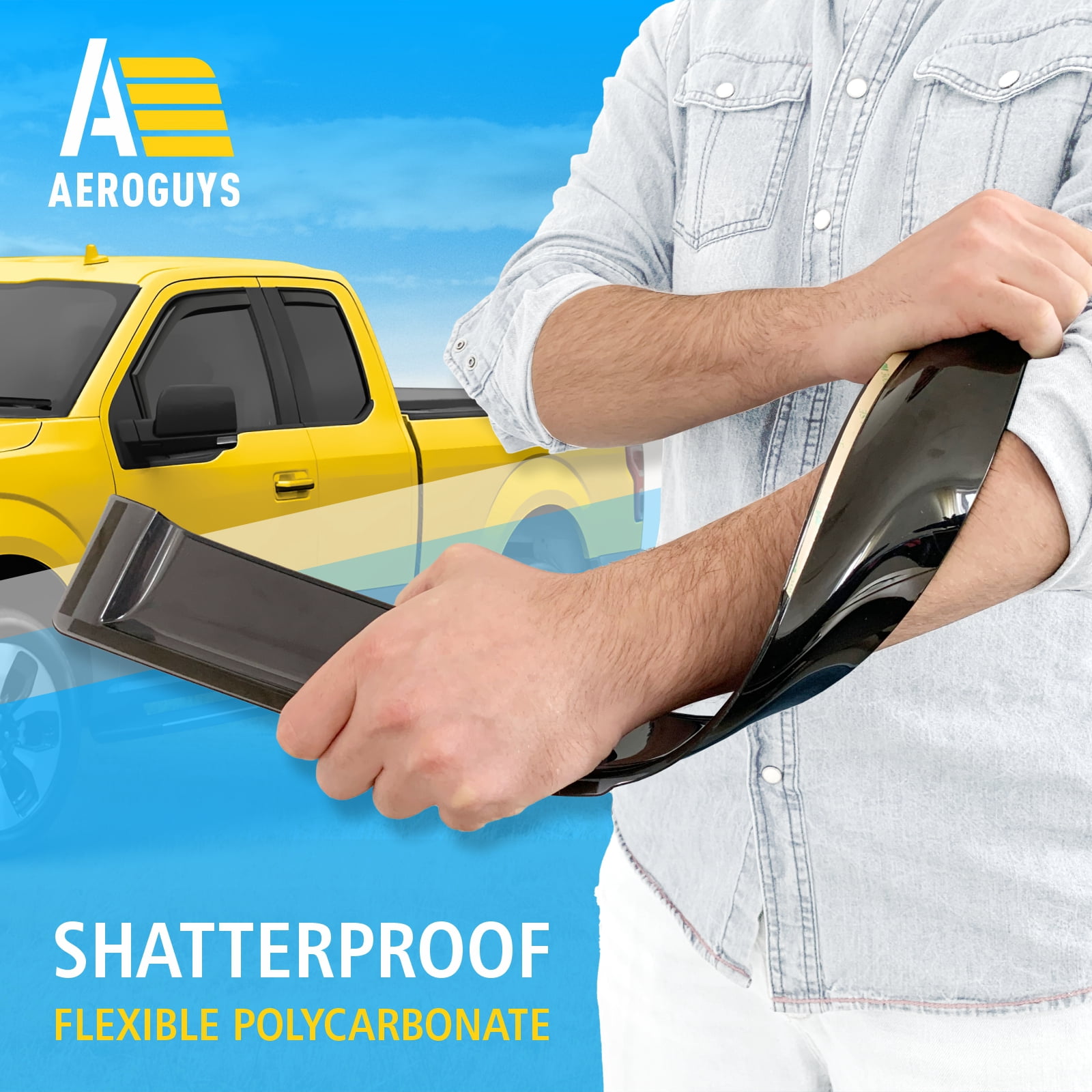 AEROGUYS In-Channel Window Deflectors Extra Durable Window Visors Rain Guards Fit for Ford F-150 2015-2020 SuperCab, Sun Visors, Wind Deflectors, Vent Visors, Truck Accessories - 4pcs. AG0048