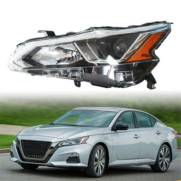 Driver Side Chrome Projector Headlight Assembly Replacement for 2019 2020 Nissan Altima, Replaces Halogen Headlight w/o LED 26060-6CA0A