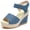 Blue, variant on Women's Denim Platform Hook Loop Peep-toe Sandals Black 6