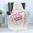 thumbnail image 4 of Love Soft Flannel Fleece Throw Blanket, Valentines Day Words with Hearts Frame on Vertical Lines Romantic Calligraphy, Cozy Plush for Indoor and Outdoor Use, 50" x 70", Pink Red Blush, by Ambesonne, 4 of 5