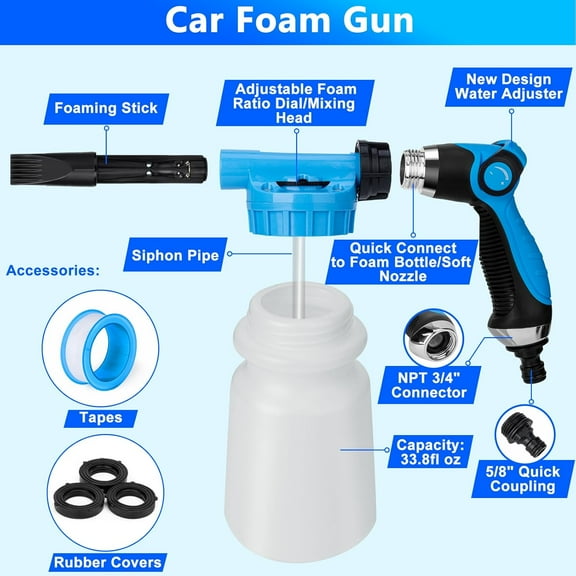 Car Wash Kit with Foam Gun & Accessories for Auto Detailing, Best Gift for Men and Women