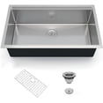 thumbnail image 1 of 30x19 In Undermount Single Bowl Kitchen Sink with Drainboard 16 Gauge 304 Stainless Steel 10 In Deep with Grid and Drain Kit, 1 of 7