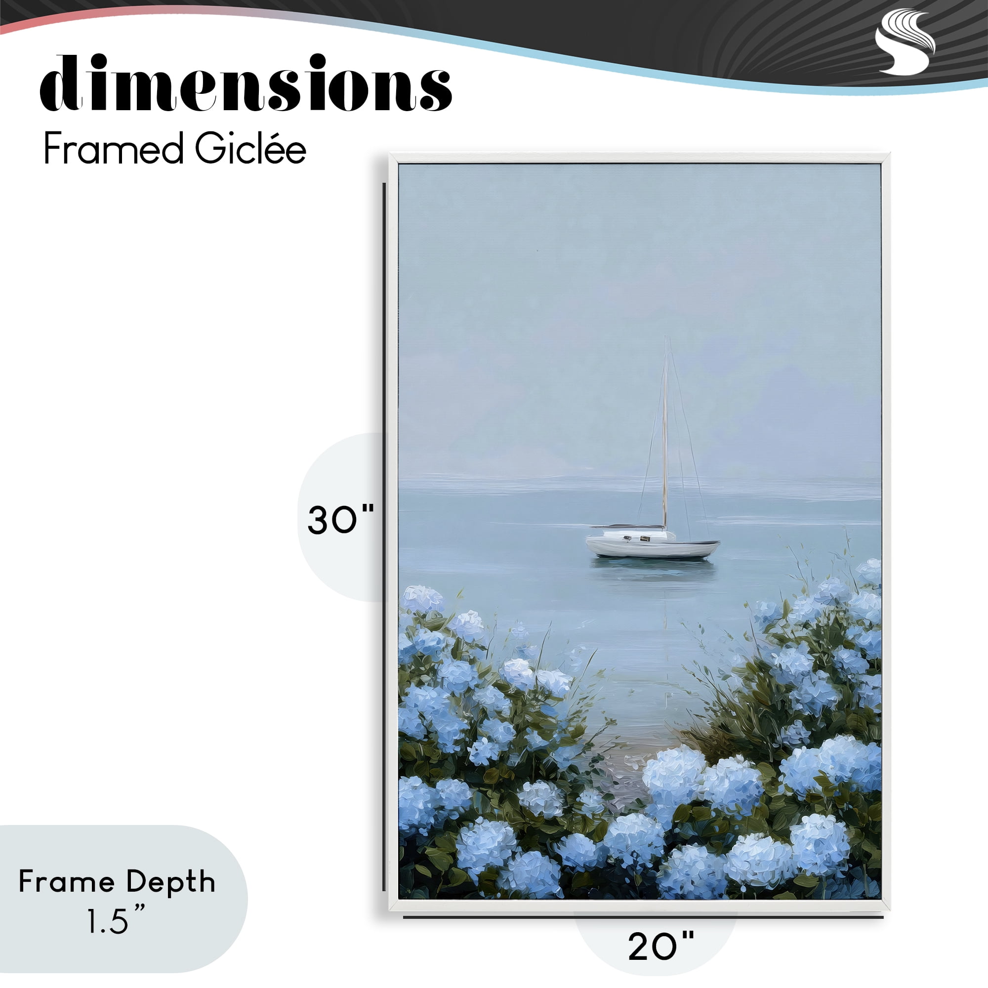Stupell Industries Yacht in Floral Bay White Framed Giclee Art, design by Petal Prints Design