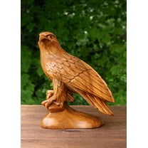 8" Wooden Handmade American Eagle Statue Handcrafted Figurine Sculpture Art Hand Carved Rustic Lodge Outdoor Home Decor Us Accent